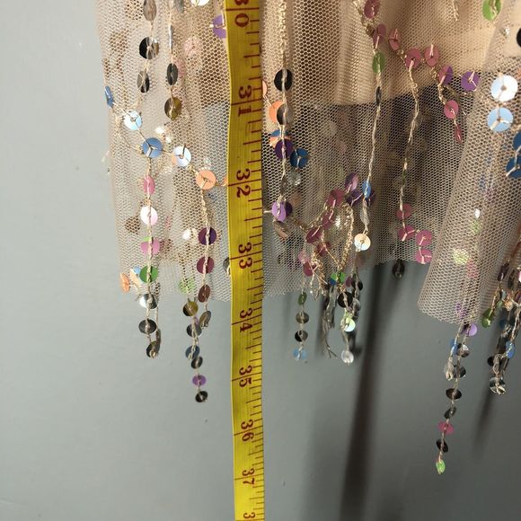 Southern Fried Chics Mini Dress Womens XL  Beige Shimmy For Me Mesh Sequins - Picture 10 of 16